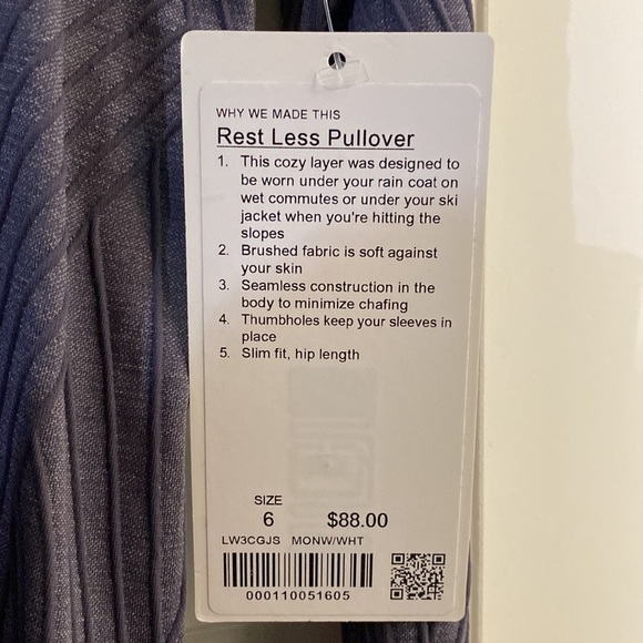 NWT Lululemon Grey Rest Less Pullover Size 6 (small) - Picture 3 of 3